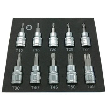 

3/8 Inch Drive Sleeve Star Key Drill Set Chrome Vanadium Steel Pressure Batch Sleeve Tool Sleeve Set T10-T55 Drill Socket