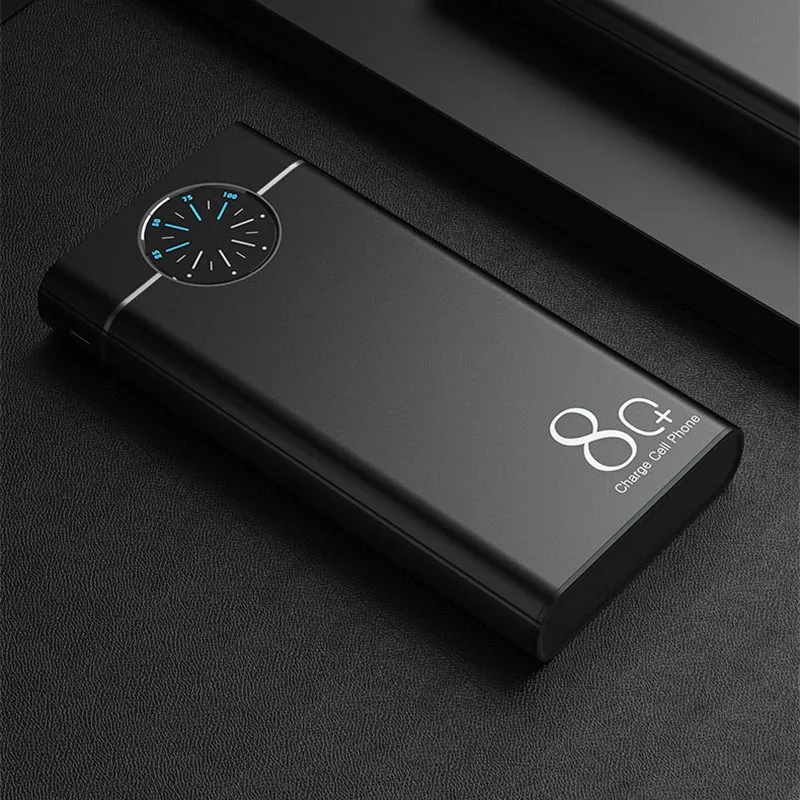 80000mAh Power Bank Portable MobilePhone 4USB Fast Charging External Battery LED Light Roulette Display PoverBank for Smartphone best power bank 20000mah Power Bank