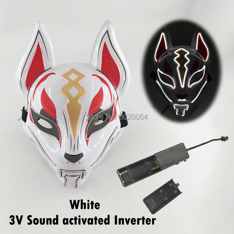 plus size costumes New Luminous Halloween Party Mask EL Wire Glowing Mask Japanese Anime Cosplay LED Costume Fox Mask for Carnival Party Supplies naruto cosplay