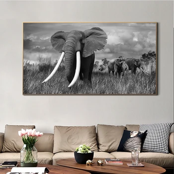 

African Elephant Canvas Paintings Black And White Animal Wall Art Posters And Prints Sunset Canvas Art Wall Pictures Home Decor