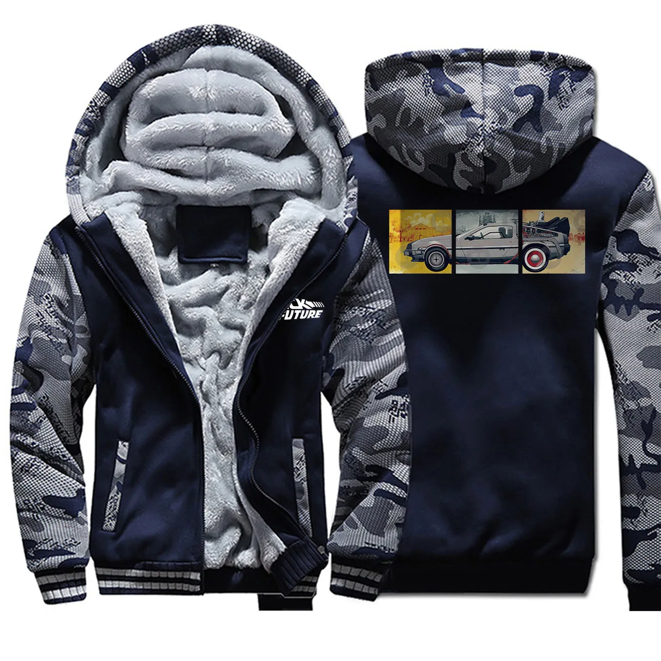 

2020 Classic Movie Print Thicken Jacket Back To The Future Sweatshirts Men Winter Zipper Hoodies Fahiosn Streetwear Clothing