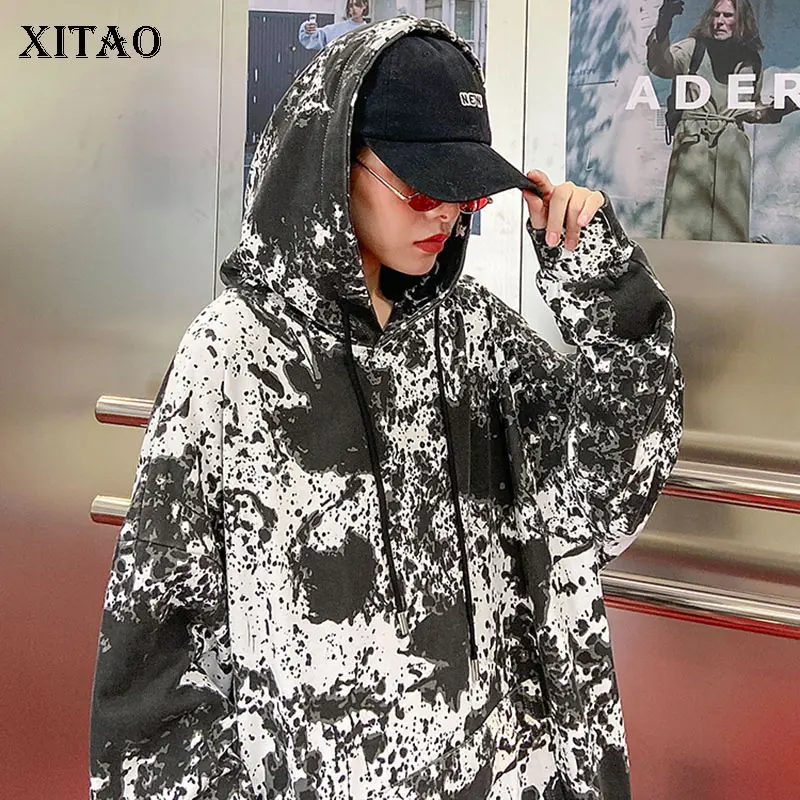 XITAO Harajuku, толстовка размера плюс, модная уличная одежда, толстовки, Женская трендовая одежда, весна, новые свободные топы DMY2651