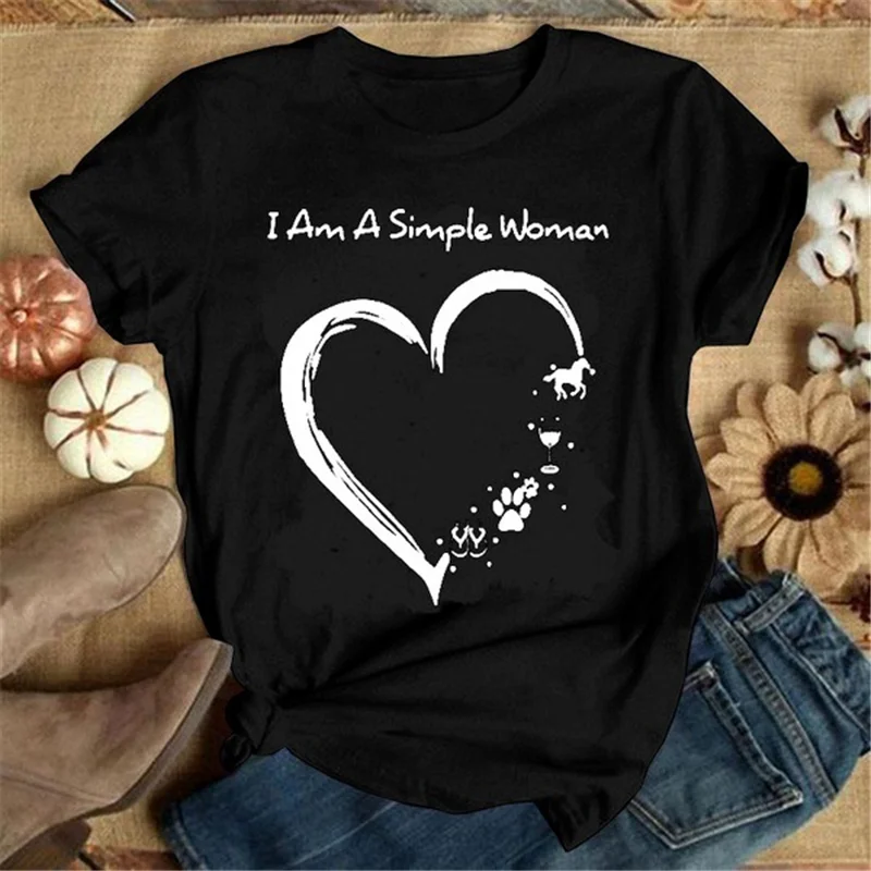 2020 Hot Summer Valentines Day Lovely Printing Size S-3XL Short-Sleeved  Women's t-shirt for Girls