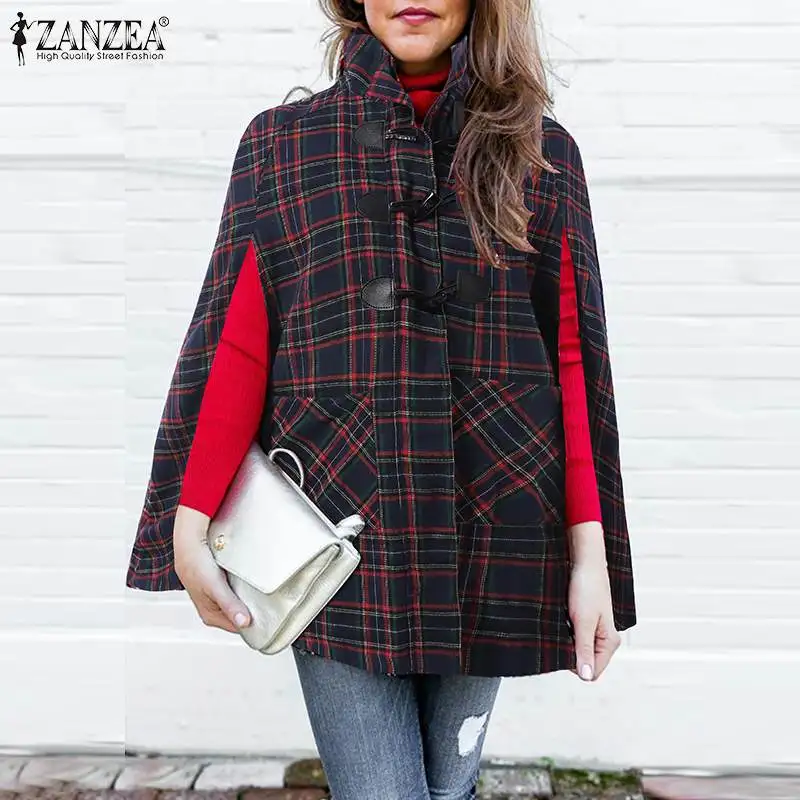 Fashion Jackets Capes Zara Cape check pattern casual look 