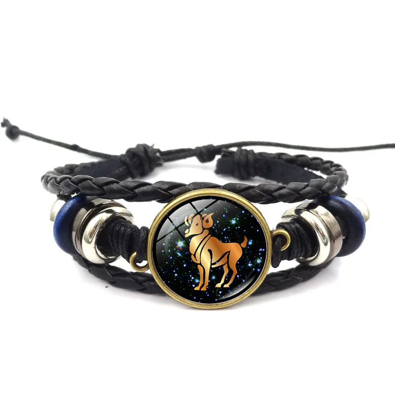 12 Constellation Bracelet Hand-woven Jewelry DIY Vintage Glass Gem Chain Fashion The Nightmare Before Christmas bracelet | Украшения и
