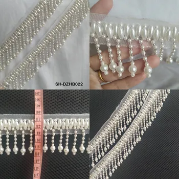 

6CM White Pearl Handmade Beaded Lace DIY Clothing Dance Dress Accessories Skirt Collar Curtain Decoration Tassel 10yards/lot
