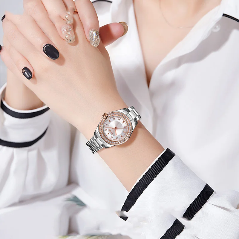 

TurnFinger Fashion Women's Quartz Watch High-end Craftsmanship Luxury Quality Diamond Outer Ring Stainless Steel Strap Luxury