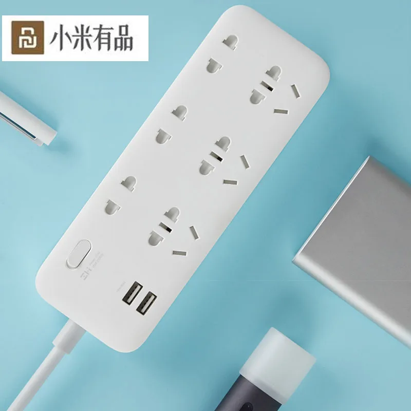 Новый Xiaomi Mijia ZMI шестипозиционный патч Панель с 2 портами USB 18W быстрая зарядка 6