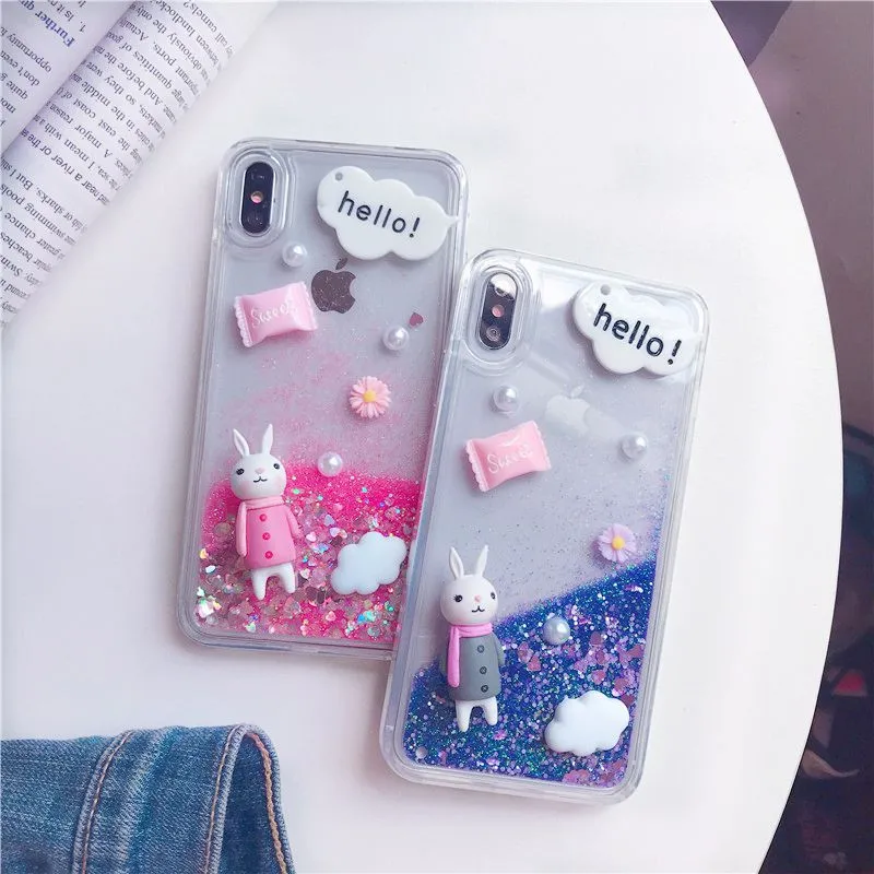 Чехлы для OPPO K1 R15X RX17 Neo ax7 R15 Pro Reno R7 Plus A3 милый 3D мультяшный кролик блестящий Жидкий