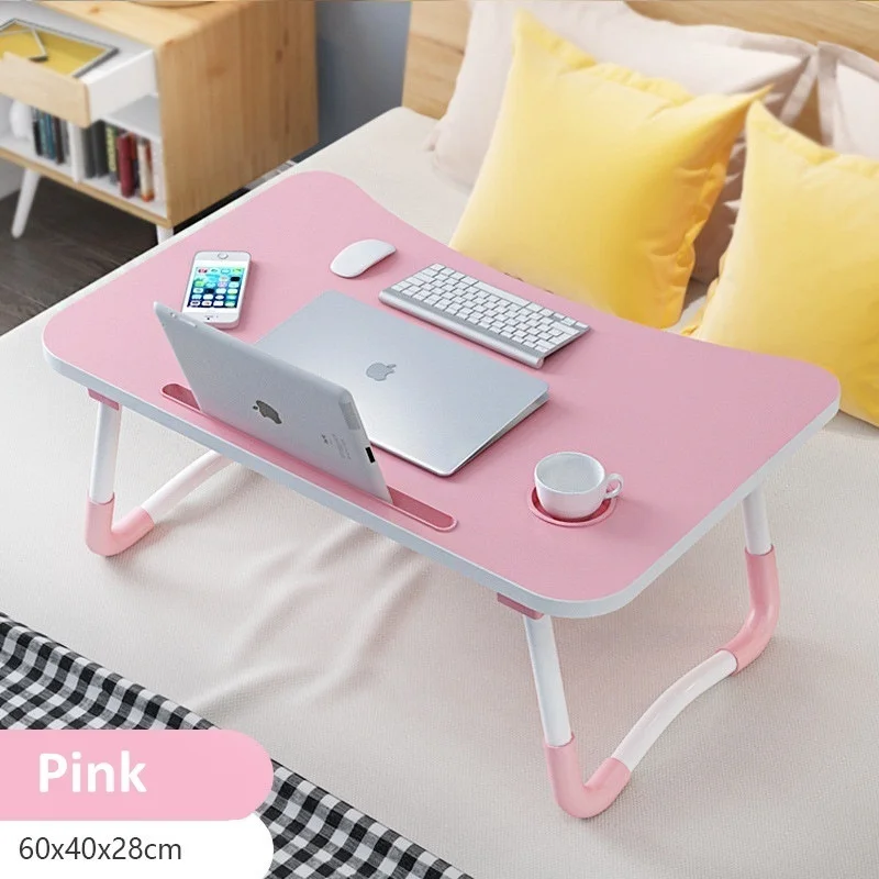 Волшебный союз дома складной ноутбук стол для кровати и дивана ноутбук столик-поднос для кровати стола Портативный переносной столик для учебы и чтения кровать Топ Футболка - Цвет: Pink