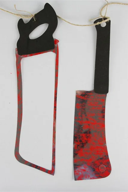 Decorazioni Halloween - 5 Striscioni Horror Con Coltelli Insanguinati E Teschi Per Feste - Foto 7