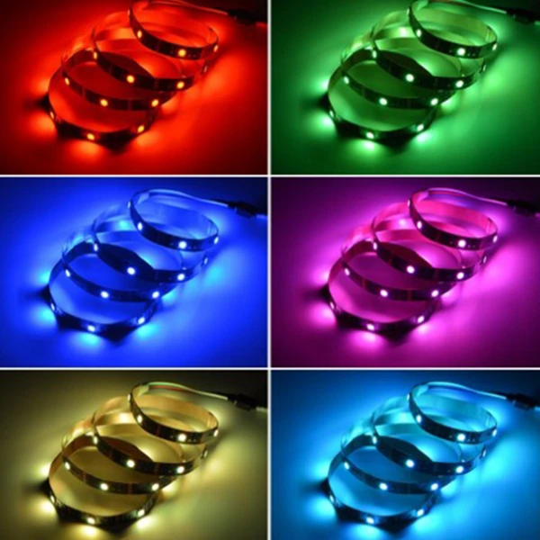 Usb источник питания Led 5050 100 см Водонепроницаемая Rgb Гибкая полоса лампа Dc 5 в ТВ фоновое освещение Diy декоративная лампа