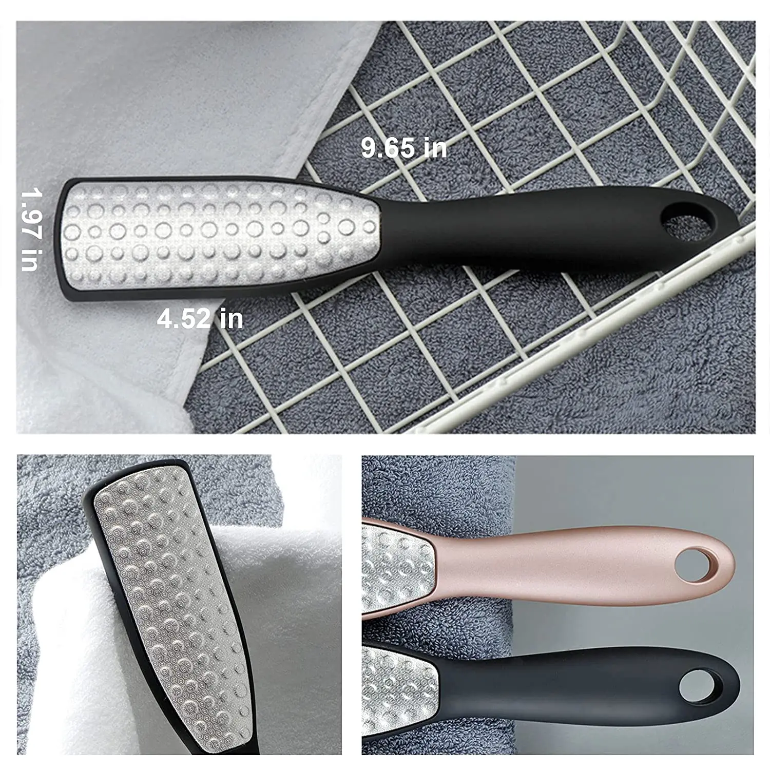 Dermasuri Double Sided Stainless Steel Foot File - Coarse and Fine Grit -  Callus Remover, Cracked Heel Repair, Professional Foot Care Tool - Pedicure