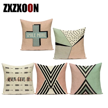 

Decoraitve Throw Pillows Case Pink Geometric Cotton Linen Animals Elephant Deer Square Cushion Cover for Bedroom Pillowcase