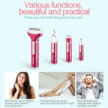 Многофункциональный 4 в 1 удаления волос Электрический эпилятор, бритва для волос, не вызывает болезненных ощущений Портативный USB Эпилятор нос борода, брови машинка для стрижки