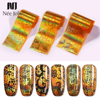 

16Pcs/Set Nail Foils Gold Color Nail Art Transfer Stickers Decals Mixed Flower Pattern DIIY Nail Decorations