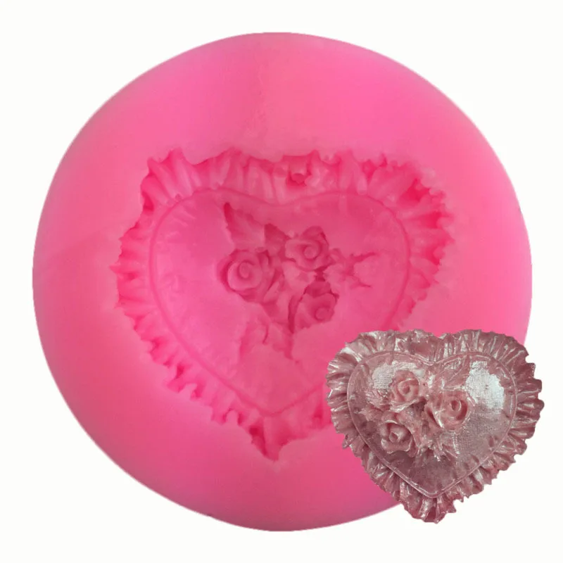 

Romanitc Loving Heart Rose Flower Shape Sugarcraft 3D Silicone Cake Mold Fondant Cake Mould Gumpaste Tool For Cupcake Decoration