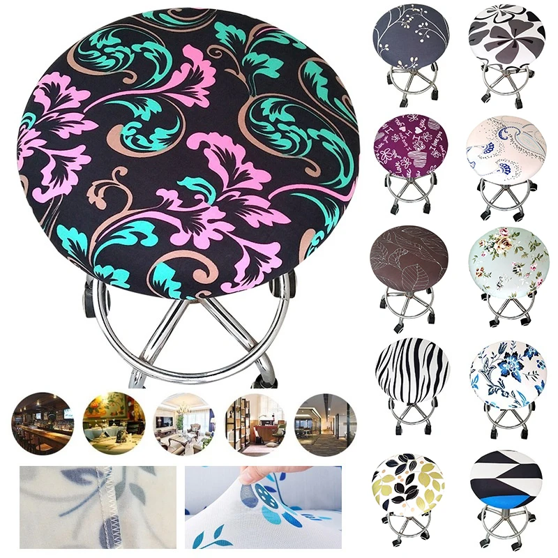 Bar Stool Slipcover Chair Floral-Printed Round New