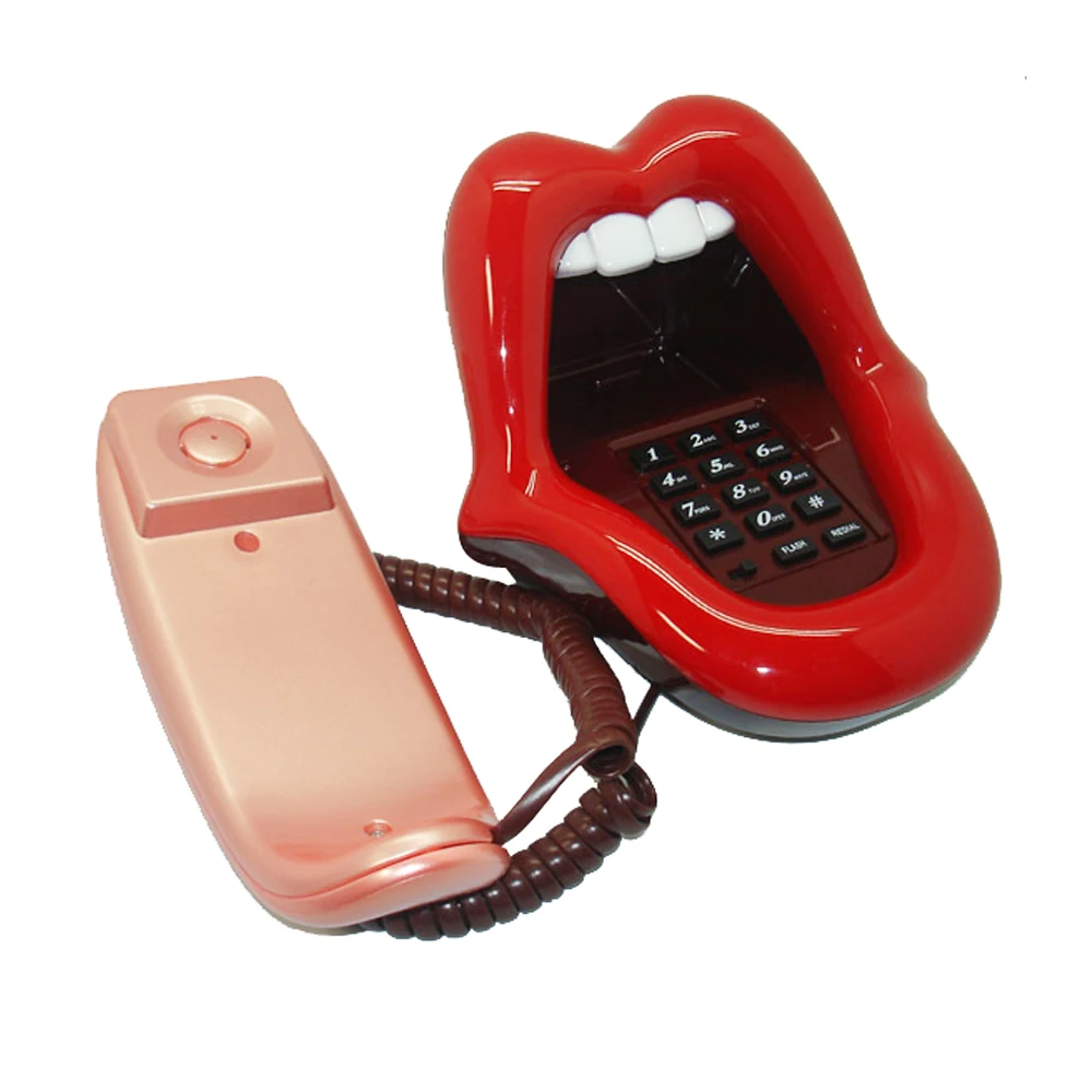 Игрушечный телефон с сердечками настоящий стационарный красными губами новинка
