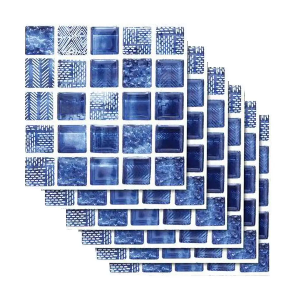 

6Pcs Mosaic Self-Adhesive Wall Tiles Sticker Decals Home Kitchen Bathroom Decor