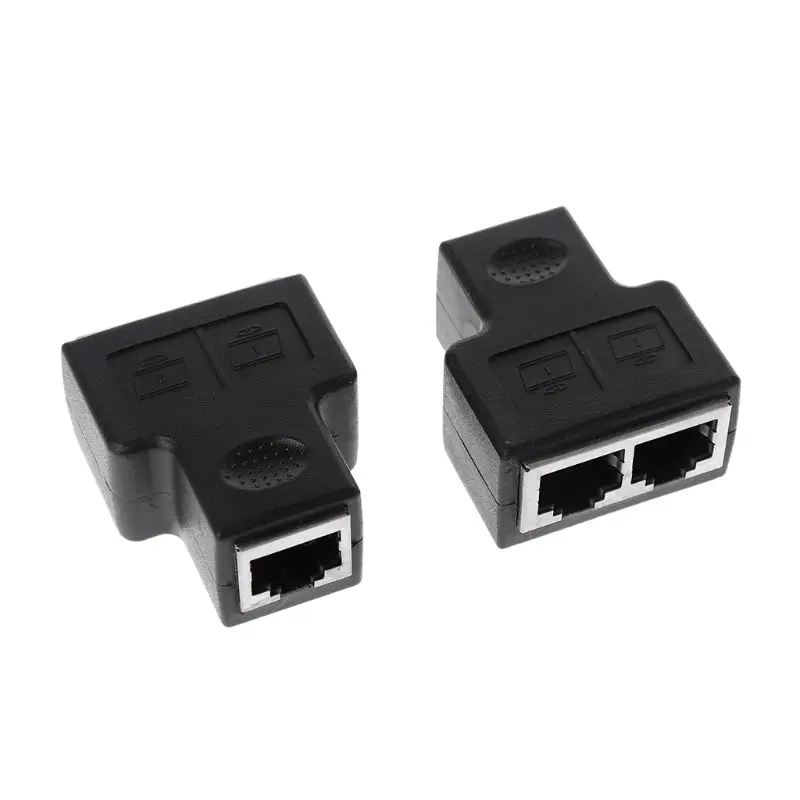

2Pcs RJ45 1 To 2 Female Coupler Adapter CAT5/CAT 6 LAN Ethernet Network Splitter