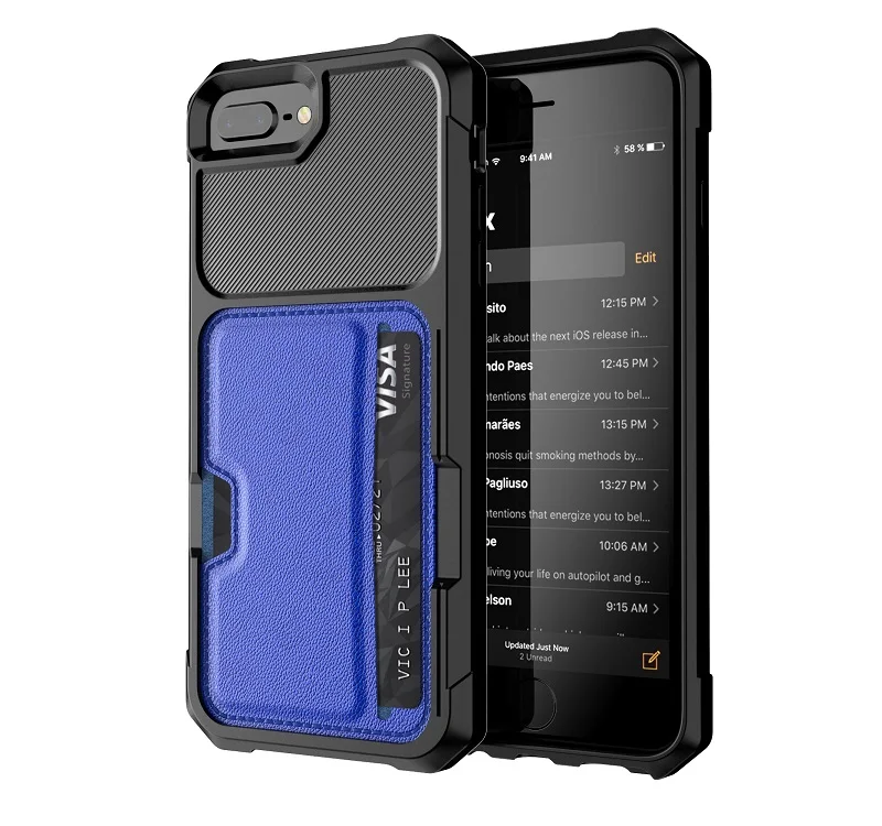 Blue Чехол из искусственной кожи для iPhone 6 6S plus 8 7 XS Max XR X 11 Pro Max чехол-накладка держатель для карт тонкий ударопрочный чехол для телефона - Цвет: Blue