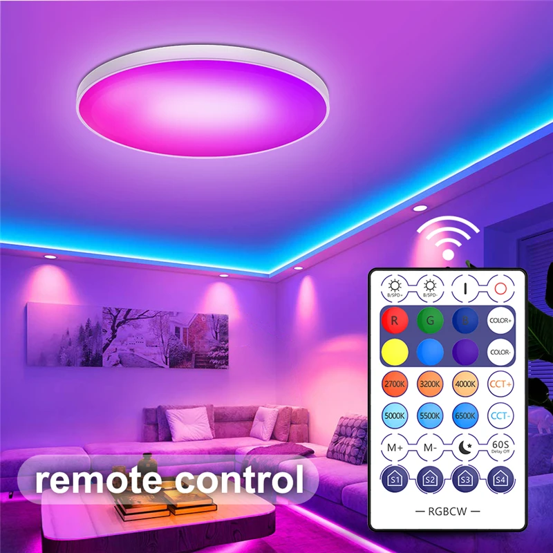 Støt forælder systematisk 30W LED Ceiling Lamp Smart WIFI Ceiling Lighting For Living Room Bedroom  RGB DIY Color Ceiling Lamp With Micr Google Home _ - AliExpress Mobile