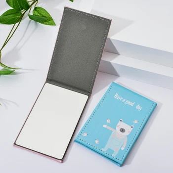 

Cute Bear Desktop Single-Sided Mirror PU Leather Folding Makeup Accessories Medium Portable Beauty Dressing Small Mirrors