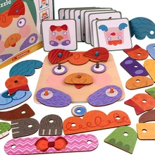 Puzzle 3D en bois pour enfant, jouet éducatif créatif, avec Expression faciale changeante, éveil précoce, orthographe, à faire soi même, idée cadeau