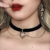 Black Leather Velvet Heart Choker Necklace Layer Chockers Vintage Gothic Jewelry Goth Baroque Necklace for Women ► Photo 2/6