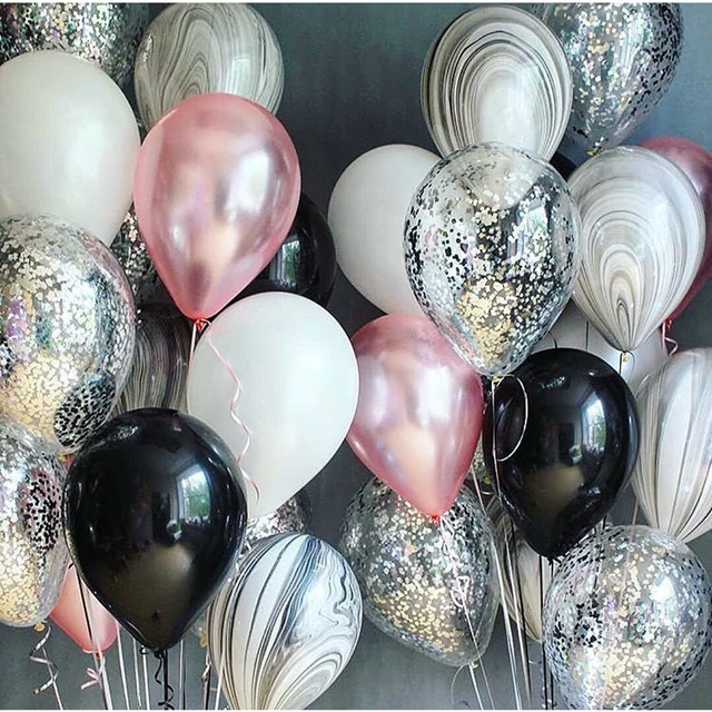Ballon numéro 25 en feuille d'or de grande taille 32 pouces, 22 pièces/lot  avec boules de latex noires, décoration de fête d'anniversaire pour  adultes, à l'hélium - AliExpress