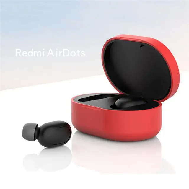 Силиконовый защитный чехол для наушников для Xiaomi Redmi AirDots наушники TWS Bluetooth наушники Беспроводная гарнитура оболочка - Цвет: red