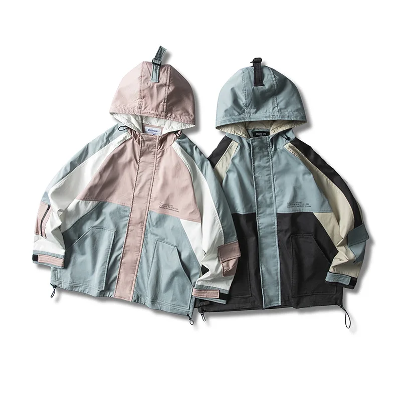

2019 New Style Japanese-style National Trends Autumn Contrast Color Joint Hooded Coat Jacket Men's Men'S Wear