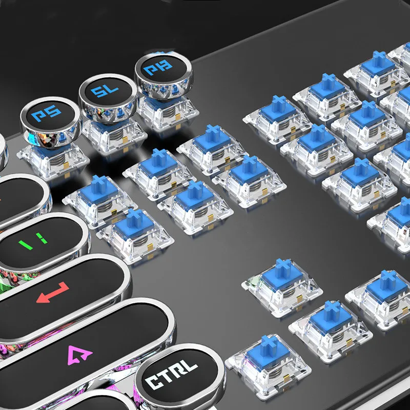 Teclado mecánico para juegos, teclas redondas de 104 teclas, Panel de Metal retroiluminado, con cable USB, para ordenador portátil PCB - Imagen 2