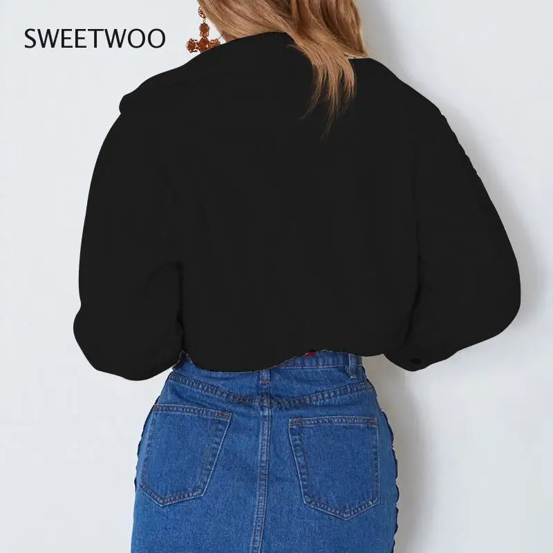 2021 Autumn and Winter Jacket Women's Fashion Thick Solid Color Lapel Long-Sleeved Sweater Plush Cardigan Short Coat