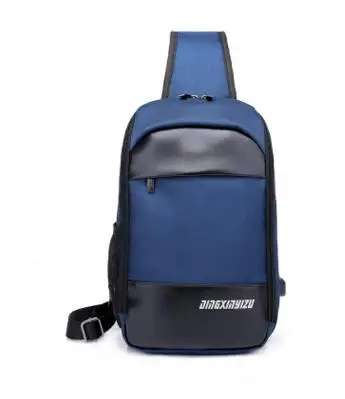 Blue UOSC сумка через плечо из искусственной кожи, мужская сумка с зарядкой, мужская сумка с USB, Диагональная Сумка для писем, грудь, новинка - Цвет: Blue