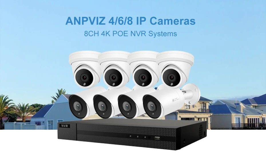 Hikvision OEM 8CH 4 к NVR 5MP пуля/Купол POE IP Камера 4/6/8 шт. наружного наблюдения ONVIF, H.265 CCTV NVR Наборы с 1/2/4 ТБ HDD