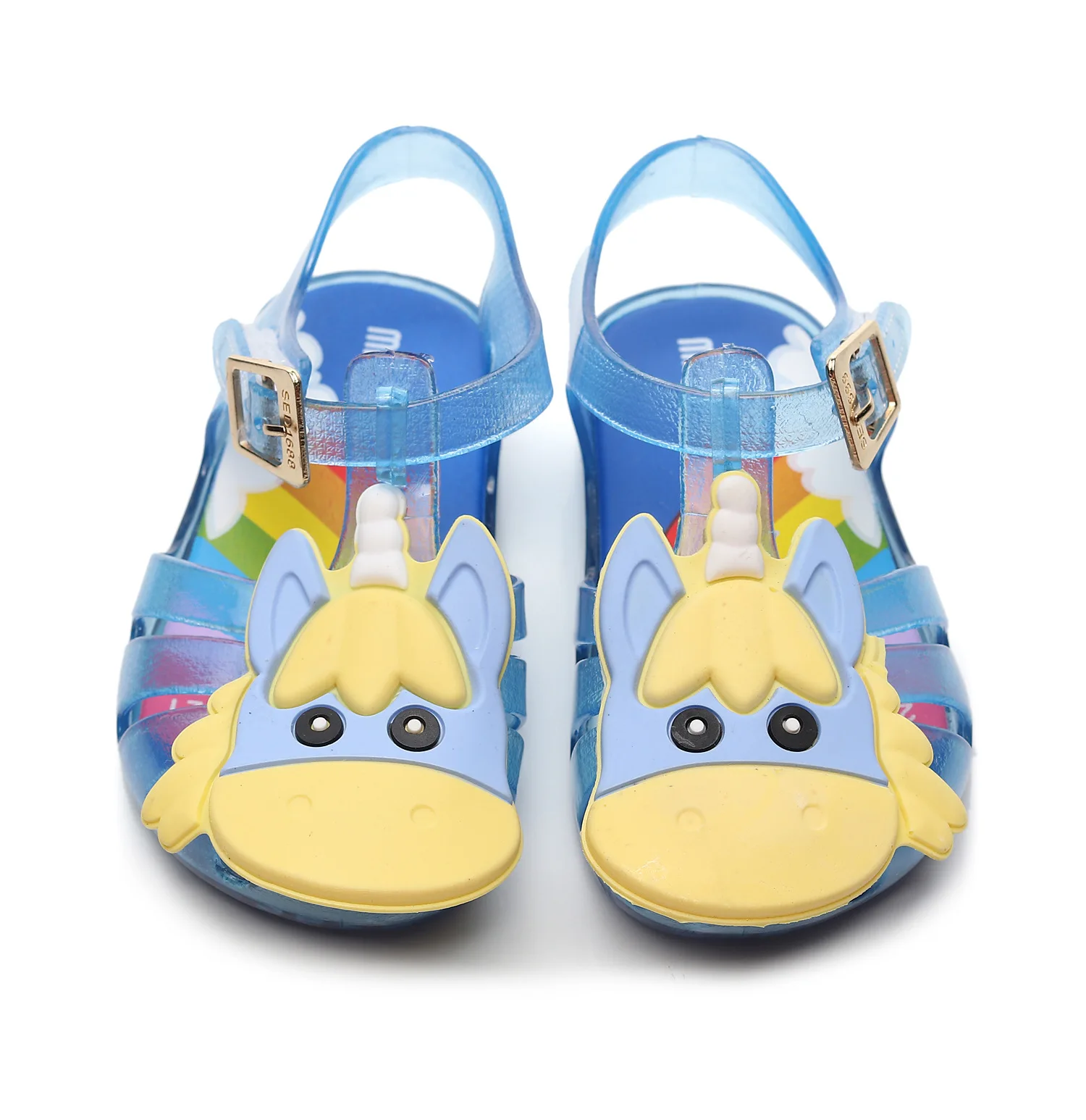Нескользящая пляжная обувь с единорогом для маленьких детей; милая обувь принцессы; Новинка года; летние сандалии для девочек и мальчиков; 4 цвета - Цвет: Blue