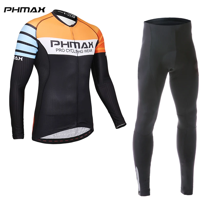 PHMAX мужской длинный рукав Велоспорт Джерси осень MTB Одежда для езды на велосипеде анти-пиллинг летний нагрудник брюки дышащая дорожная велосипедная одежда