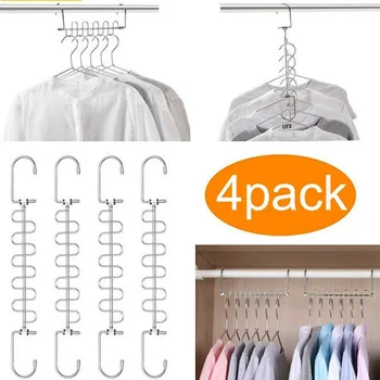 

4 pcs Magic Clothes Wonder Metal Hangers Closet Rack Hooks Space Saver Organizer Hangers Newest