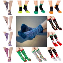 1 пара, носки с пятью пальцами для мужчин и женщин, дышащие носки, хлопковые носки с милыми персонажами из мультфильмов, модные повседневные цветные носки из волокна