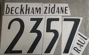 

2005 2006 retro Nameset #23 BECKHAM Nameset #7 RAUL #9 RONALDO #5 ZIdane Printing Heat Transfare Printing Soccer Name and Number