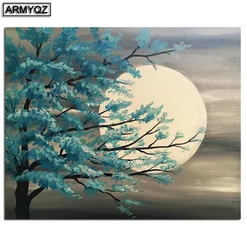 

Full Square/Round Drill 5D DIY Diamond Painting Kits "Moon and Turquoise Trees" 3D Diamond Embroidery Cross Stitch Tool Home Dec