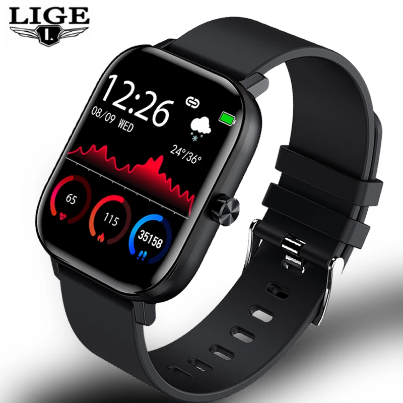LIGE Смарт-часы телефон полный сенсорный Экран Спорт Фитнес часы IP67