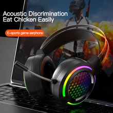 Fashionable RGB Head mounted Headphone Stereo Surround Sound 2 1M Wired Earphone True Gaming Headsets With Hd Mic Earphones