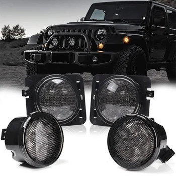 

4Pcs LED Turn Signal+ Side Marker Fender Lights for Jeep Wrangler JK 2007-2017