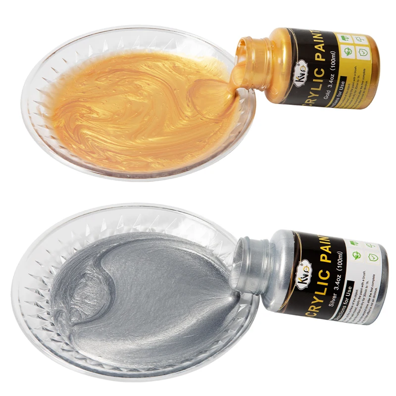 100ml Gold Paint Metallic acrylic paint,waterproof not faded for Statuary Coloring DIY hand painted graffiti Varnish Coating