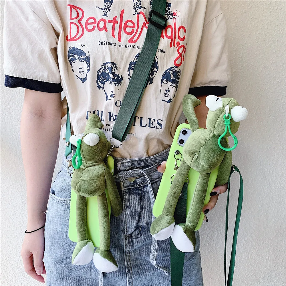

ORYKSZ 3D Lovely Fluffy Plush frog Warm Phone Cases For iPhone 11 Pro Max 6 6S 7 8 Plus X XS XR Xs Max Cases Soft Fundas Coque