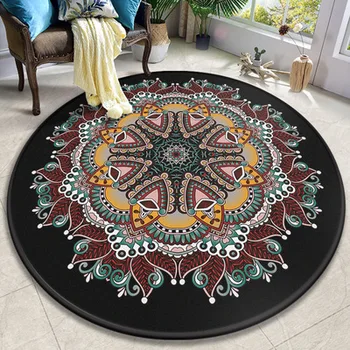 

Retro Mandala Round Rug Meditation Yoga Mats Art Ethnic Chinese Style Carpet Lving Room Carpets Washable Custom Home Accessories