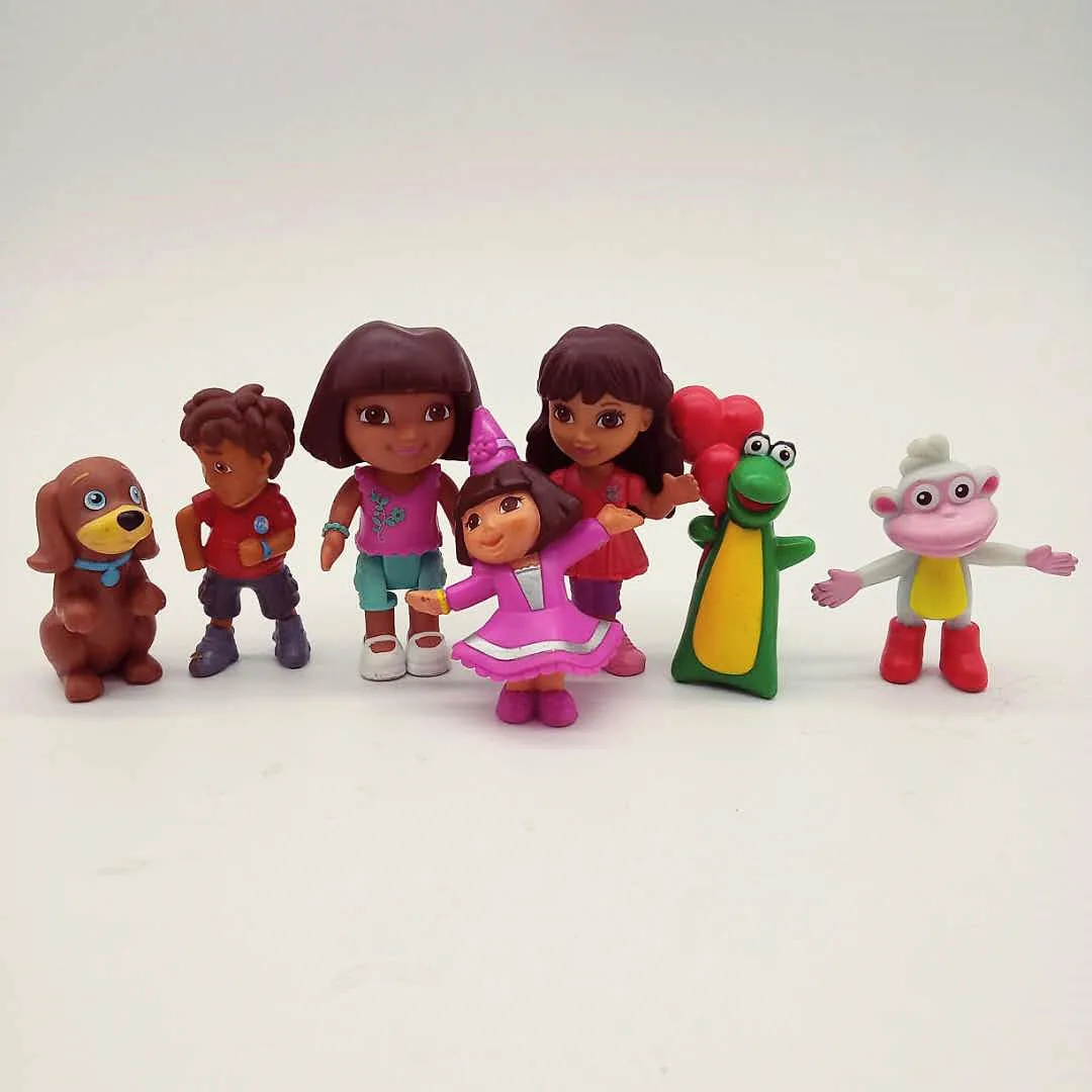 

7pc/lot Dora the Explorer Girl Doll TV Movie Model Character Cartoon Figure Collection Animation Pets Gifts Loose No Box